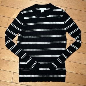 H&M | Ribbed Black and White Striped Long Sleeve Tee